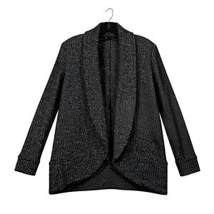 Gibsonlook Open Front Knit Cardigan Sweater Charcoal Gray M Long Sleeve Cozy